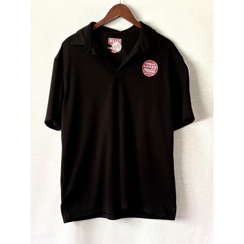 Red Kap Mens Black Great Lakes Coca-Cola Performance Polo Work Shirt M Americana
